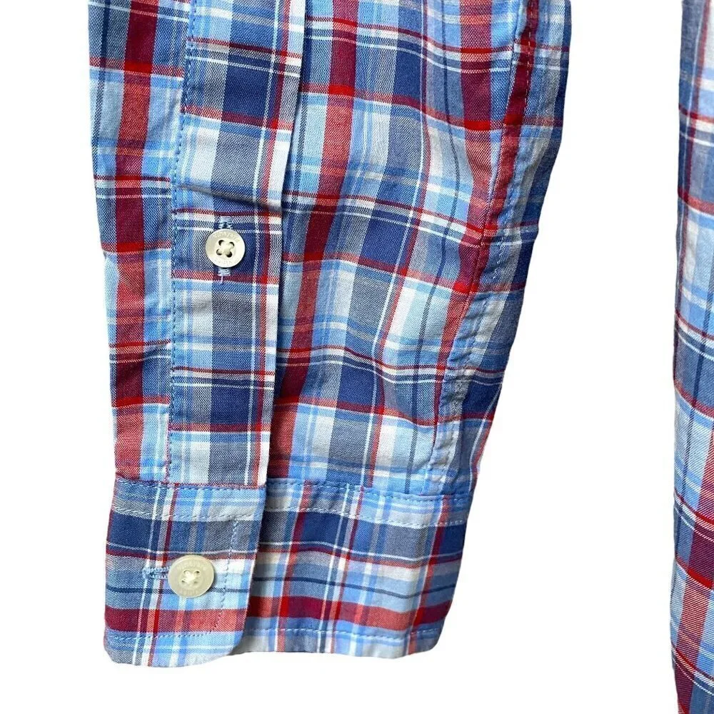 VINEYARD VINES Boys Large Plaid Shirt Blue Cotton Preppy Long Sleeve Button up
